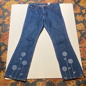 Floral Embroidered Blue Jeans